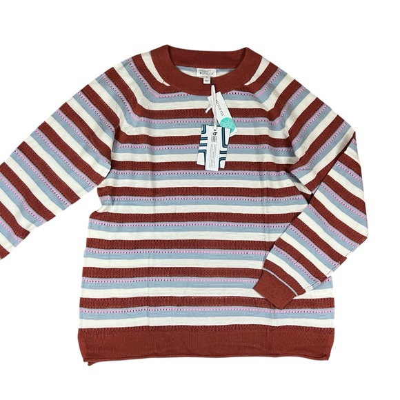 Market & Spruce Stitch Fix Womens XL Multicolor Striped Open knit Sweater NWT - Picture 2 of 10
